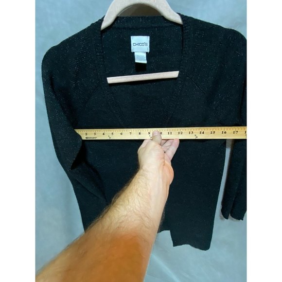 Chico's Sweater Womens‎ 1 Black Single Button Open Front Cardigan Ladies - Picture 6 of 8